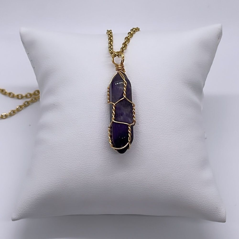NWT Wool + Pepper Co. Amethyst Crystal & Gold Necklace - PROTECTION - Picture 4 of 6